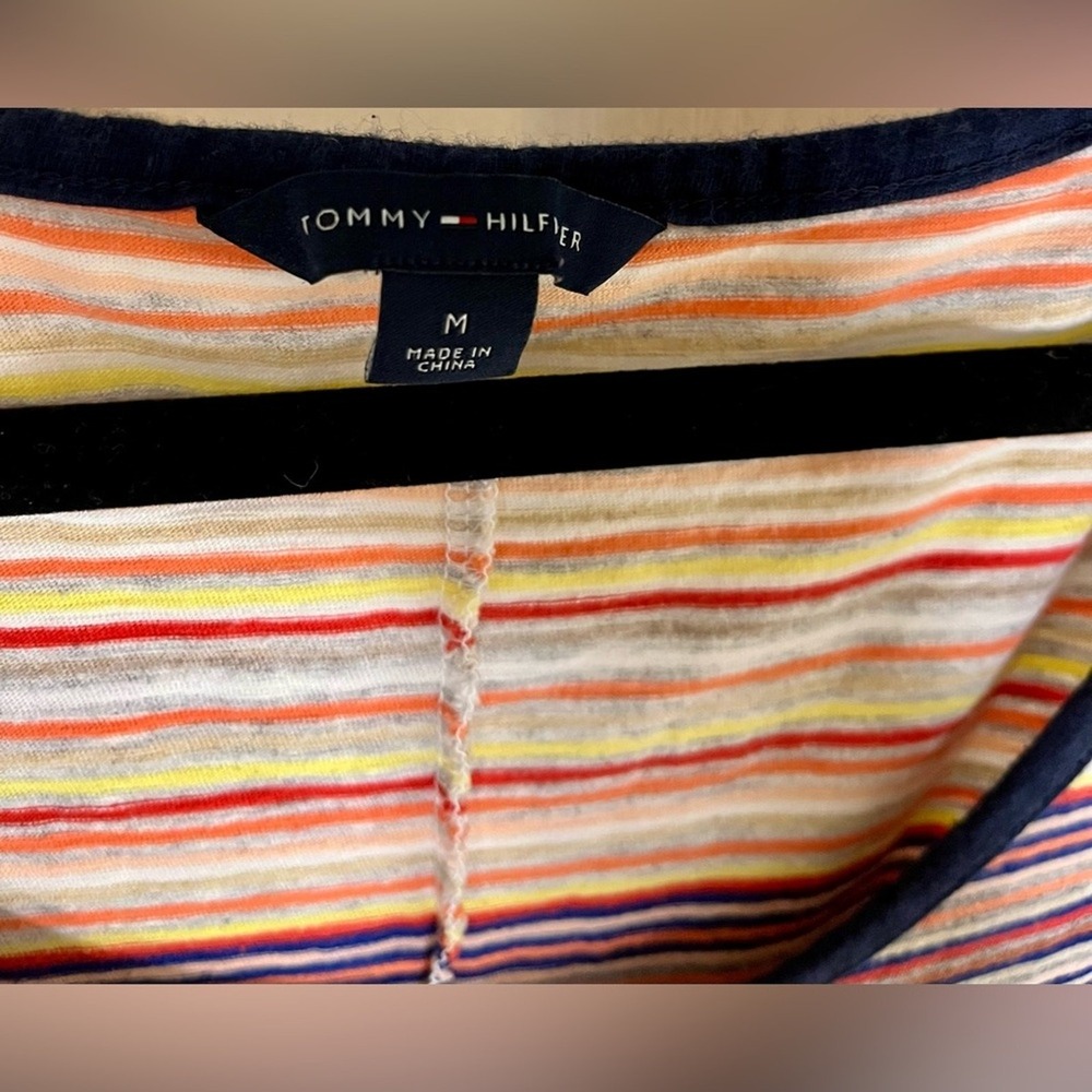 Tommy Hilfiger 100% Cotton Striped Tank Maxi side slit Dress Comfy Athleisure M - Picture 5 of 7